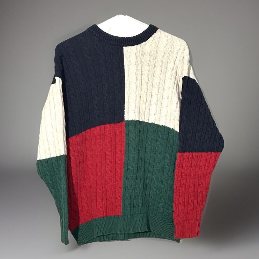 Vintage Izod Club Men’s L Colorblock Cable Knit Sweater